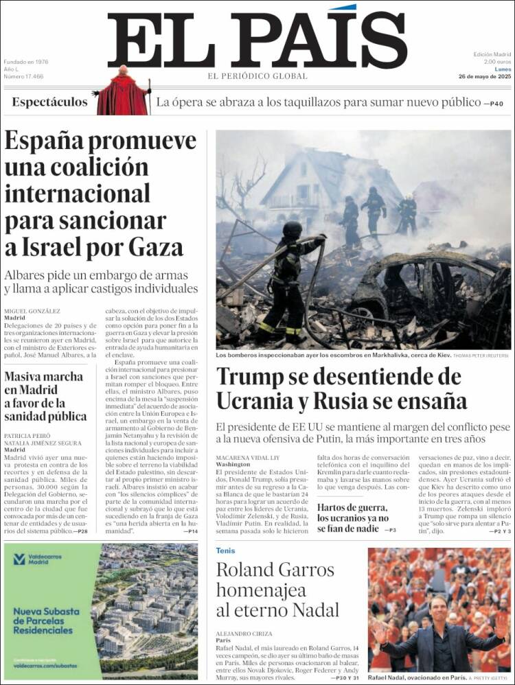 Portada de El País (España)